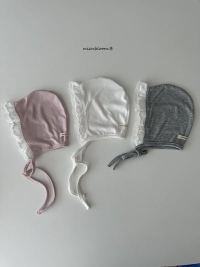 Bloom.b41｜(0m-18m) 蕾絲邊綁帶帽13