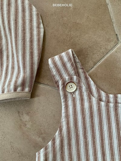 Bebe holic15｜(3m-18m) 條紋連身裝(含帽子)15