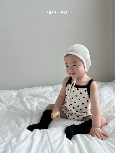 lala land34｜(3m-18m) 2色波點愛心細肩包屁衣9