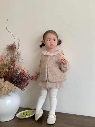 JE617｜(73cm-110cm) 翻領蝴蝶結薄紗包屁衣/羊羔毛背心12