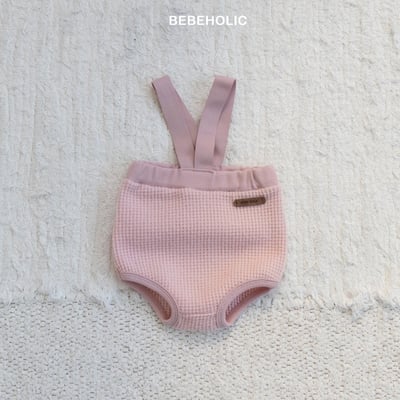 Bebe holic25｜(3m-18m) 華夫格吊帶包屁褲3