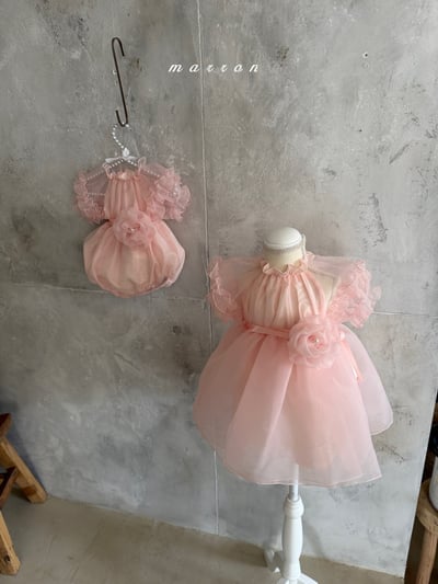 Marron05｜(3m-18m 1y-6y) 玫瑰花公主包屁衣/洋裝4