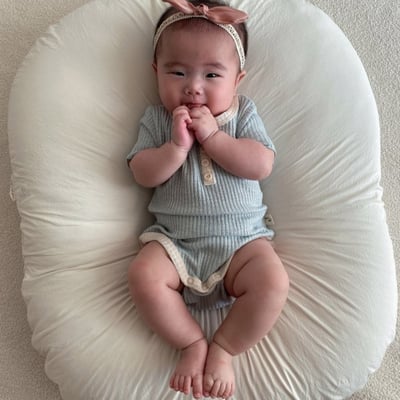 LIME&BLUE04｜(55-80cm)  素色鈕釦包屁衣14