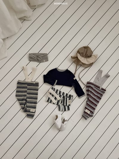 Bebe holic60｜(3m-18m) 條紋吊帶緊身長褲6