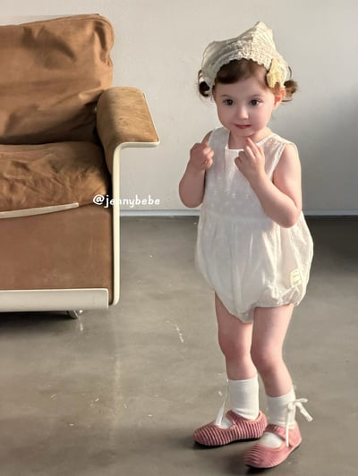 JE709｜(66-90cm) 刺繡小花綁帶包屁衣4