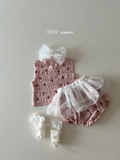 SO.U25｜(6m-18m) 蝴蝶結印花抓皺套裝10
