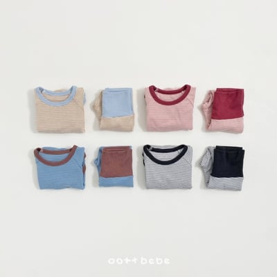 Oottbebe11｜(0m-12m) 條紋撞色家居包屁衣褲子套裝16