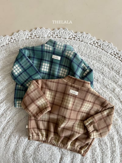 thelala45｜ (1y-6y) 半開襟格紋絨毛上衣8