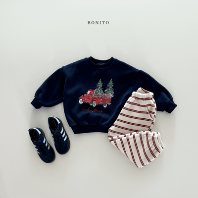 Bonito40｜(75cm-125cm) 條紋雙口袋休閒縮口褲7