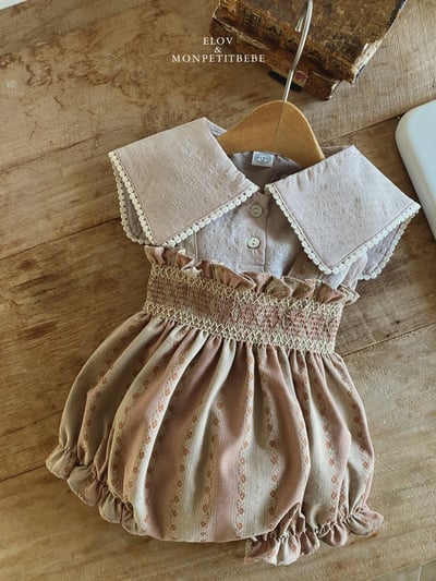 Mon petit08｜(66-90cm) 抓皺壓花吊帶包屁衣12