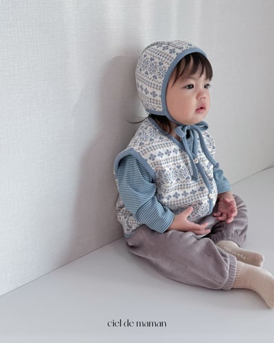 Cieldemaman10｜(6M~24M)  2色雪花針織背心含帽子3