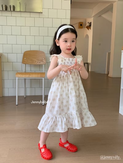 JE20｜(66-120cm) 無袖抓皺碎花包屁衣/洋裝5