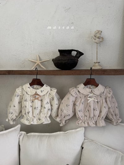 Marron 36｜(1y-6y) 法式小兔印花縮口襯衫1