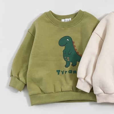 Oottbeb43｜(1y-7y) 	恐龍圖案長袖棉上衣2