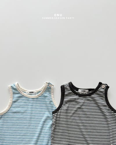 onu50｜(6m-12m) 條紋無袖包屁衣3