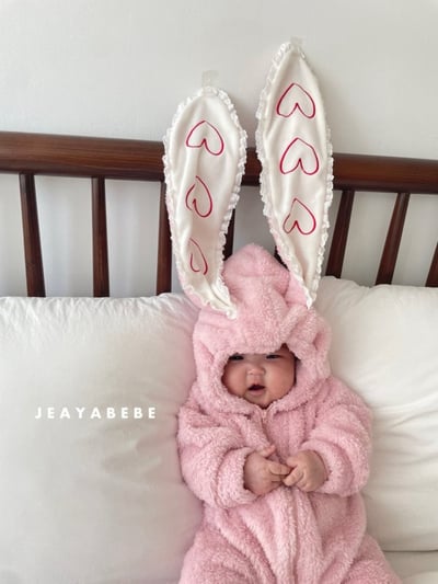 JEAYA07｜(3m-12m) 2色刷毛愛心兔耳連身衣14