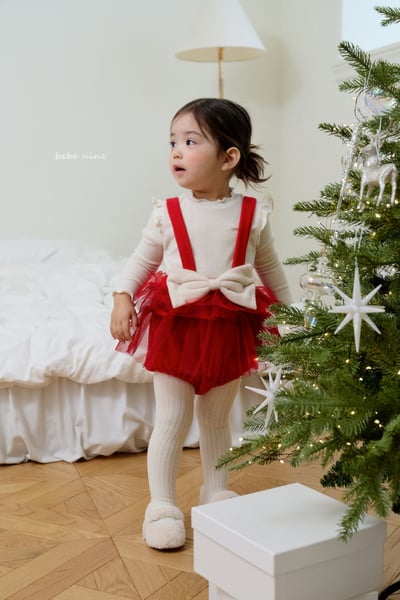 bebe nine53 (65cm-85cm) 3色蝴蝶結薄紗吊帶包屁裙1