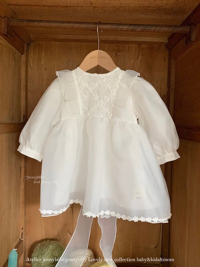 JE599｜(66cm-120cm) 玫瑰花白紗連身裙/包屁衣3