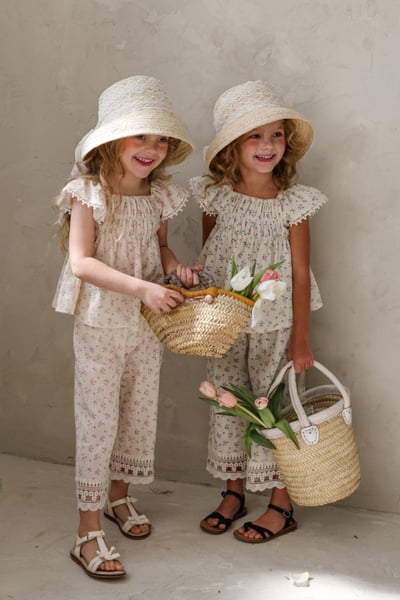 FLO18｜(75-140) 碎花蕾絲邊長褲17