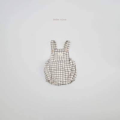 bebe nine27 (65-90) 2色格紋線條吊帶包屁褲17