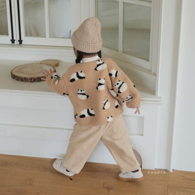 neneru27｜(70cm-125cm) 1色熊貓刷毛開襟外套6