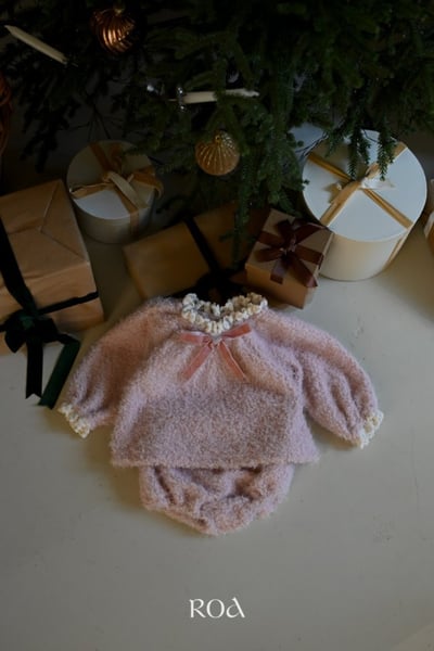 ROA43｜(6m-18m) 2色羽絨蕾絲蝴蝶結套裝11