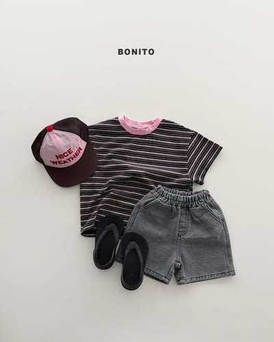 Bonito14｜(75cm-125cm) 2色條紋線條撞色上衣7