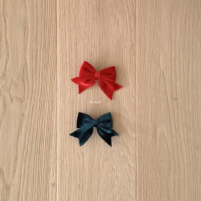 Fondue 42｜(Free)  天鵝絨蝴蝶結髮夾2色組2