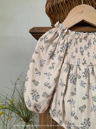 JE569｜(66-120cm) 抓皺碎花公主袖包屁衣/洋裝11