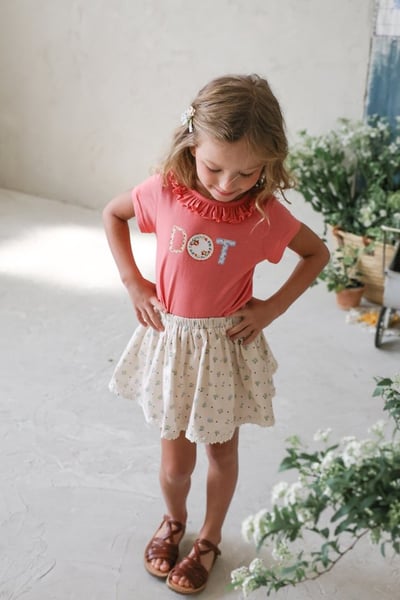 FLO40｜(75-140) 蕾絲翻領碎花褲裙8