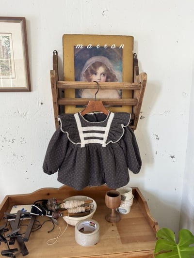 Marron 32｜(1y-6y) 法式碎花荷葉層次襯衫17