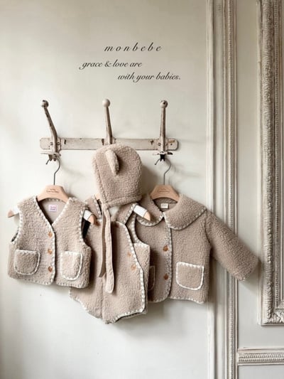 MONBEBE26｜(3m-24m) 刷毛小熊綁帶帽6