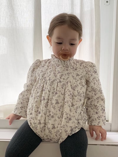 JE604｜(66cm-100cm) 紫碎花鋪棉包屁衣/傘狀外套13