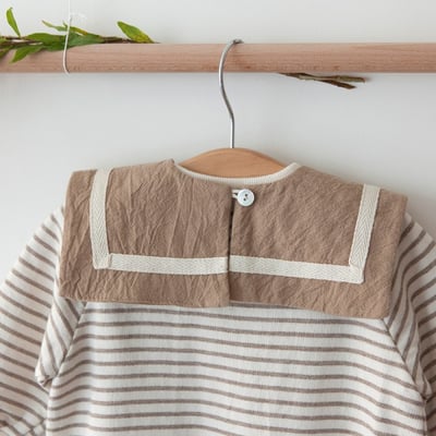 LEMONADE28｜(55cm-85cm) 2色條紋棉質包屁衣含帽子圍兜7