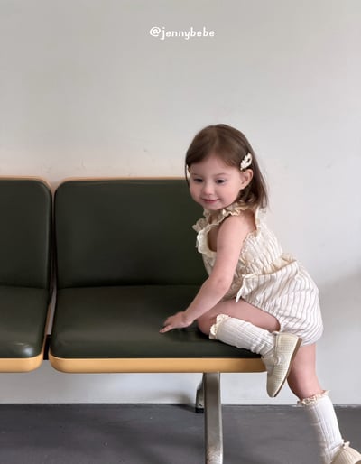 JE691｜(66-90cm)  蕾絲花邊條紋無袖包屁衣12