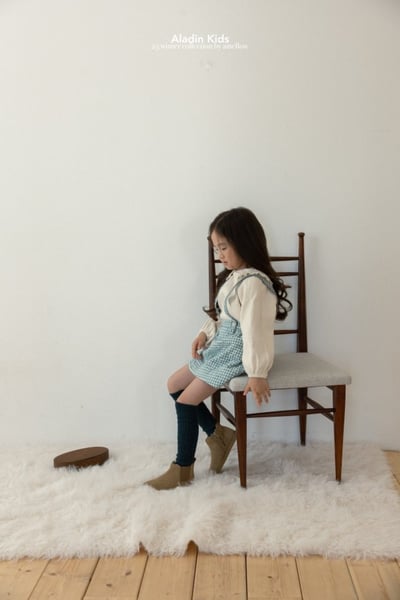 ALADIN18｜(75cm-114cm) 絎縫格紋藍吊帶裙15