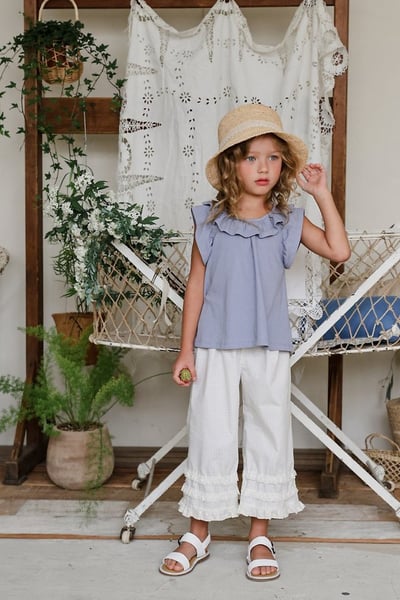 FLO36｜(75-140) 蕾絲花邊層次長褲2