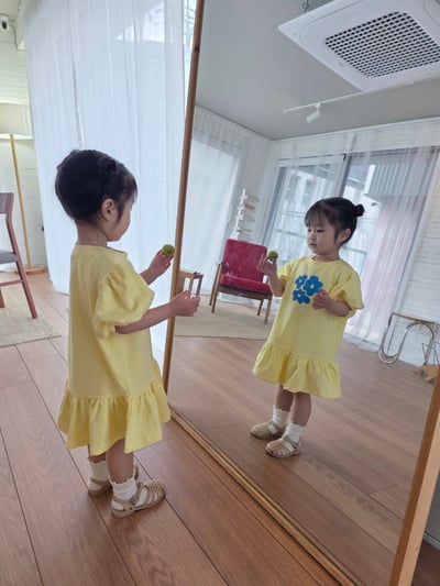 Color27｜(75-115cm) 印花公主袖洋裝9