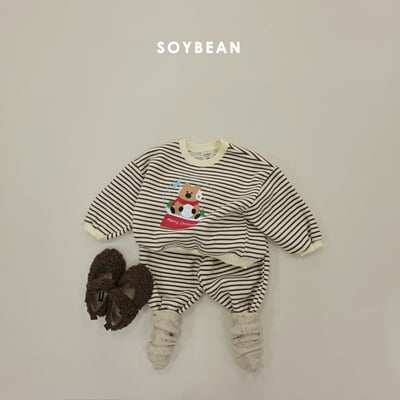 Soybean56｜(75cm-118cm) 雪球印花條紋休閒套裝12
