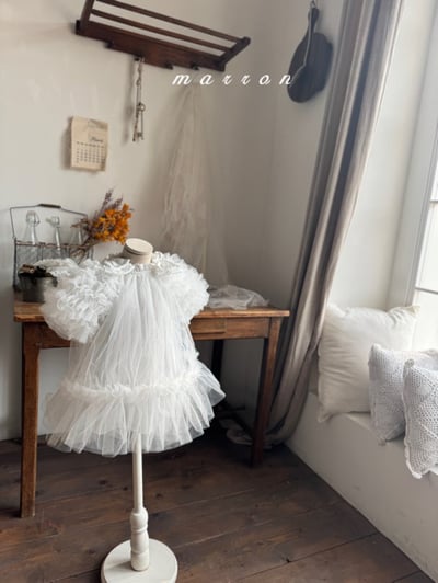Marron23｜(1y-6y) 薄紗滾邊蓬蓬袖洋裝12