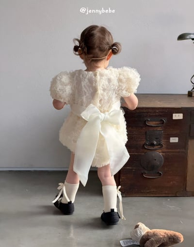 JE694｜(66-90cm)  蕾絲花邊緞帶包屁衣9