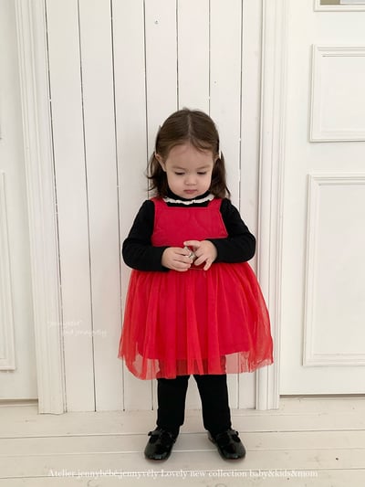 JE 418｜(80-110cm)  絎縫線蕾絲洋裝20