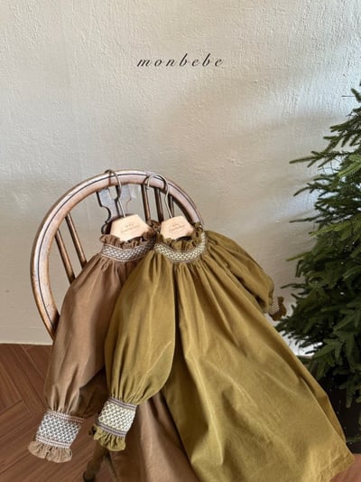 MONBEBE05｜(1y-8y) 冬季滾邊縮口洋裝3