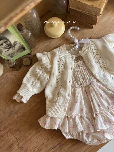 Marron32｜(3m-18m) 春日碎花荷葉包屁裙1