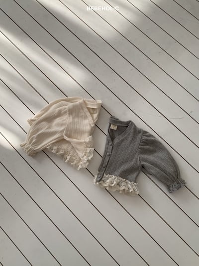 Bebe holic23｜(3m-18m) 蕾絲滾邊針織開襟外套5