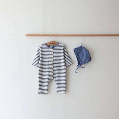 LEMONADE06｜(55cm-85cm) 2色小熊條紋包屁連身衣含帽子20