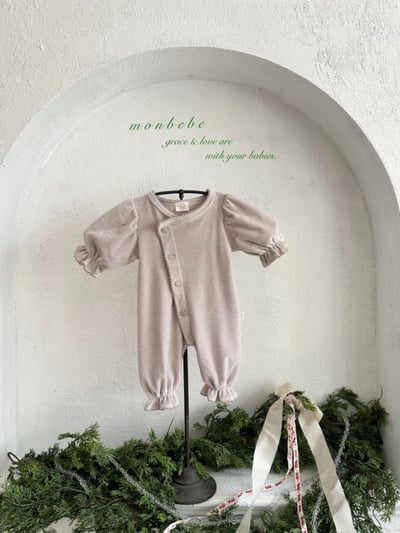 MONBEBE52｜(0m-6m) 4色貴氣排釦連身衣9
