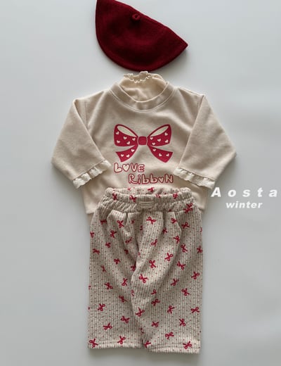 AOSTA21｜(6m-5y) 蕾絲邊蝴蝶結印花休閒上衣23