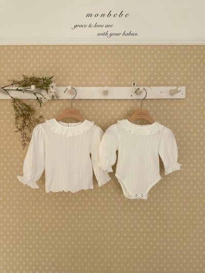 MONBEBE31｜(3m-24m) 荷葉領透氣包屁衣6