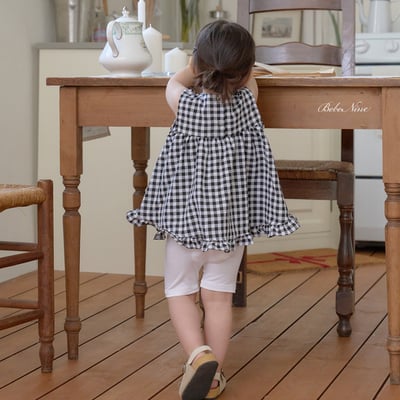 bebe nine14  (65cm-115cm) 3色格子摺邊雪紡衫13